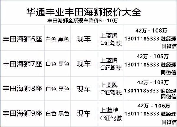 座报价 进口海狮7座现车价格凯发·k8国际新款丰田海狮7(图2)